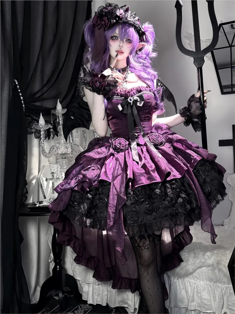 Women's Purple Puffy Party Dress