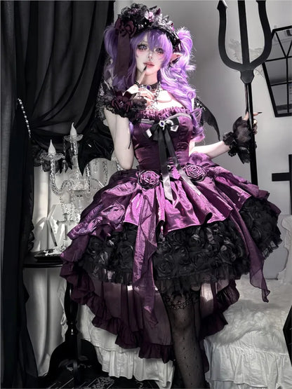 Women's Purple Puffy Party Dress