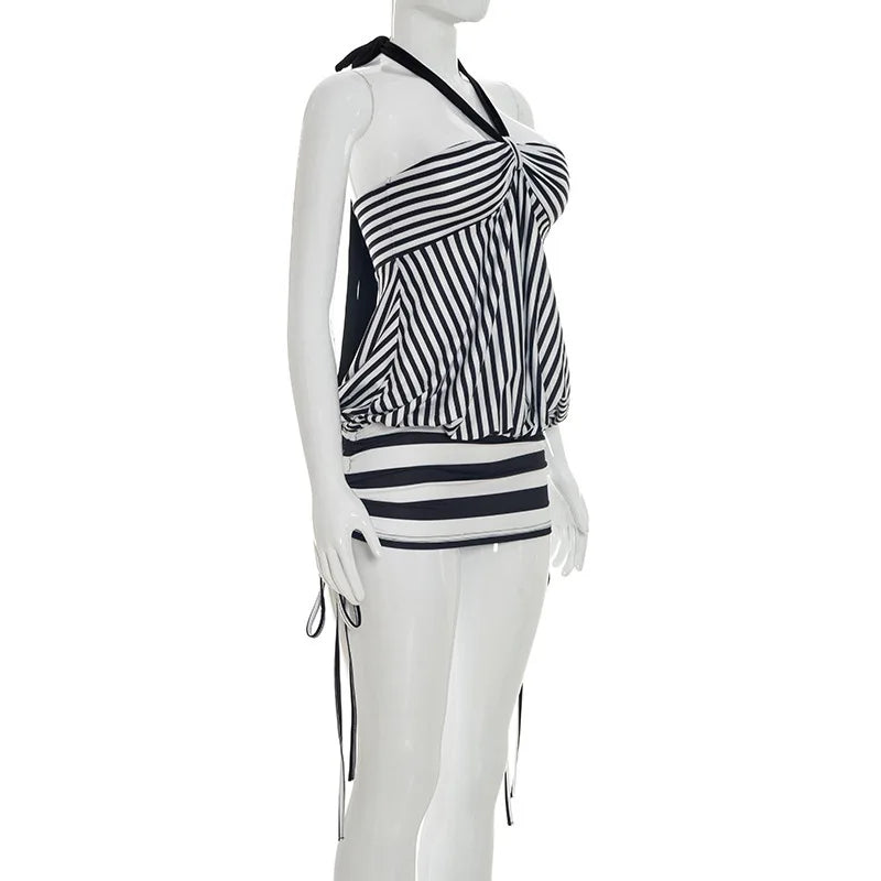 Women's Strapless Striped Bodycon Mini Dress