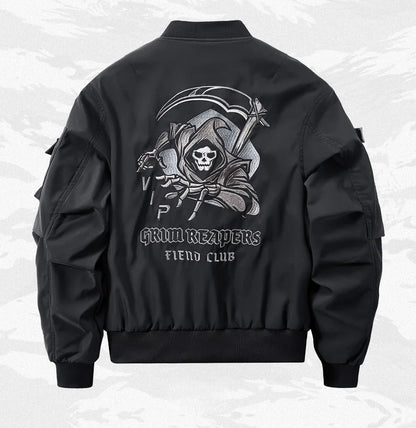 God of Death Bomber Jacket Chest Pocket Techwear Men Punk Hip Hop Tactical Streetwear Black Varsity Jackets Oversized MA1 Coats