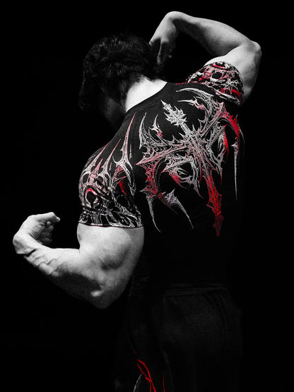 Gothic Battle Axe Short Sleeved Men's Quick Drying Stretch Fitness Suit For Summer Sports With Tight Compression Cuffs T-shirt