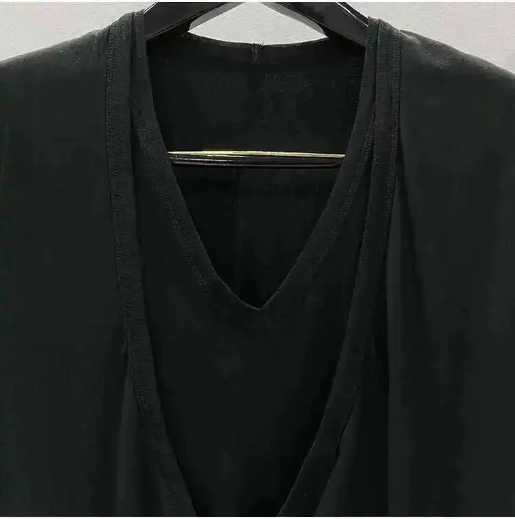 HKSH Summer Spring New Men's Tide Dark Sexy Double Layered V-neck Solid Sleeveless Tees Fashion Knit Tank Tops Chic Vest HK1399