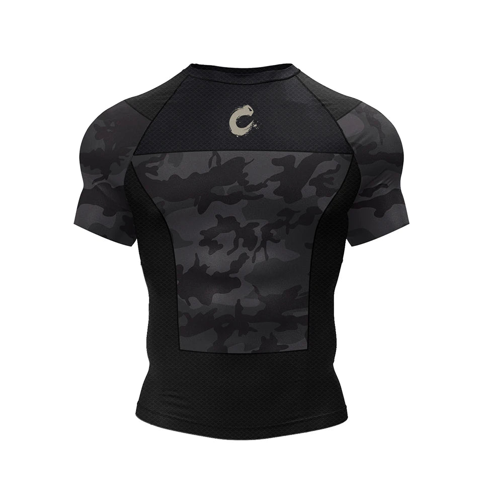 Apex Ritual – 黒 ノーギ BJJ 柔術 Tシャツ & MMA ショーツセット – ラッシュガード & コンプレッションウェア
