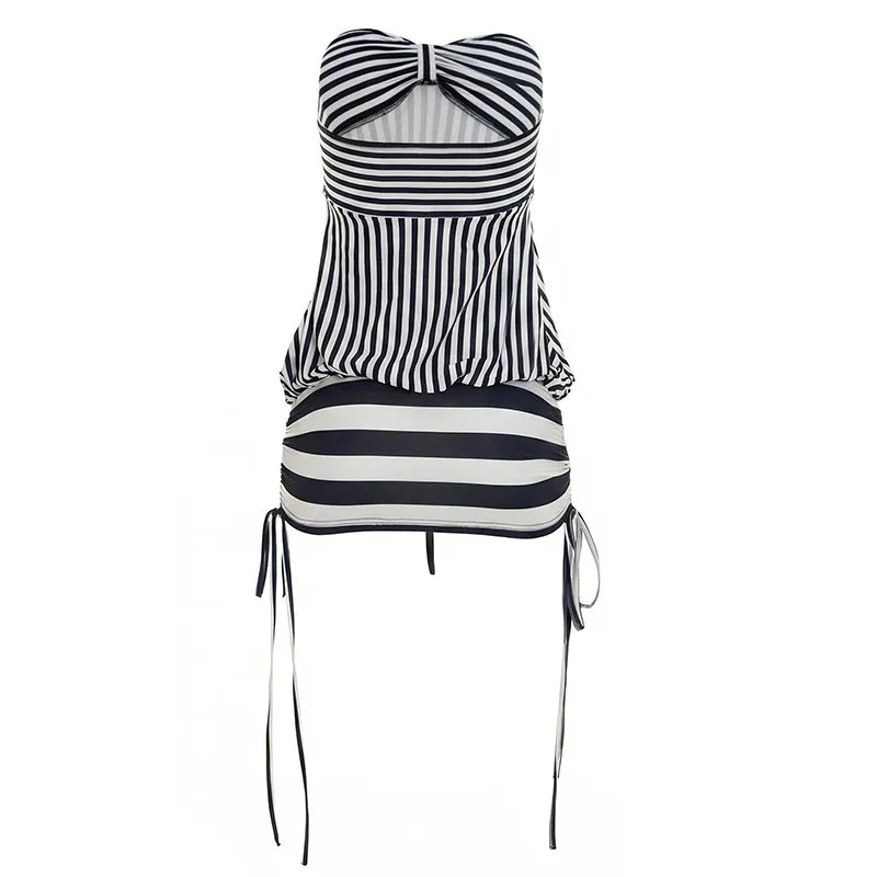 Women's Strapless Striped Bodycon Mini Dress