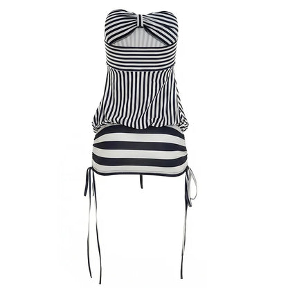 Women's Strapless Striped Bodycon Mini Dress