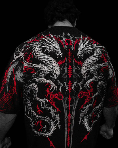 BREATHEDIVINITY Goth dark style pure cotton sports fitness men's short-sleeved t-shirt