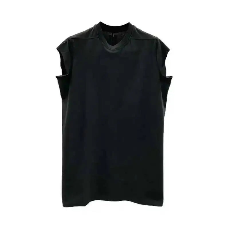 HKSH Summer New Men's Tide Dark Cotton T-shirt Classic Large Size Loose Ragged Edge Solid Color Tank Tops Chic Punk Vest HK2022