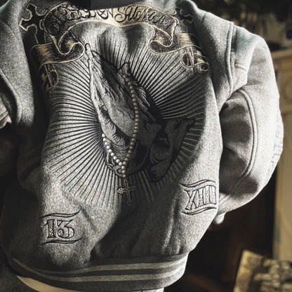 Men's Vintage Embroidered Baseball Jacket - Y2K Streetwear