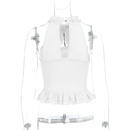 Women Blouses Trim Off Shoulder Halter Tops Mall Gothic Ruched Bow Tanks Top Fairycore Teachwear Summer Vests