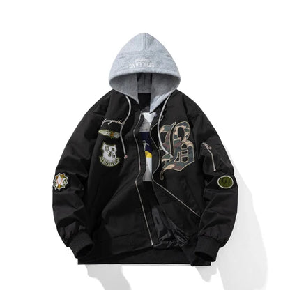 Autumn Winter Pilot Jacket Men Women Badge Star Vintage Bomber Jacket Embroidery Men Fashion Hip Hop Windbreaker Coat Streetwear