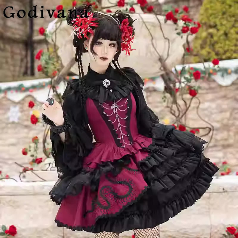 Women's Dark Gothic Lolita A-Line JSK Dress