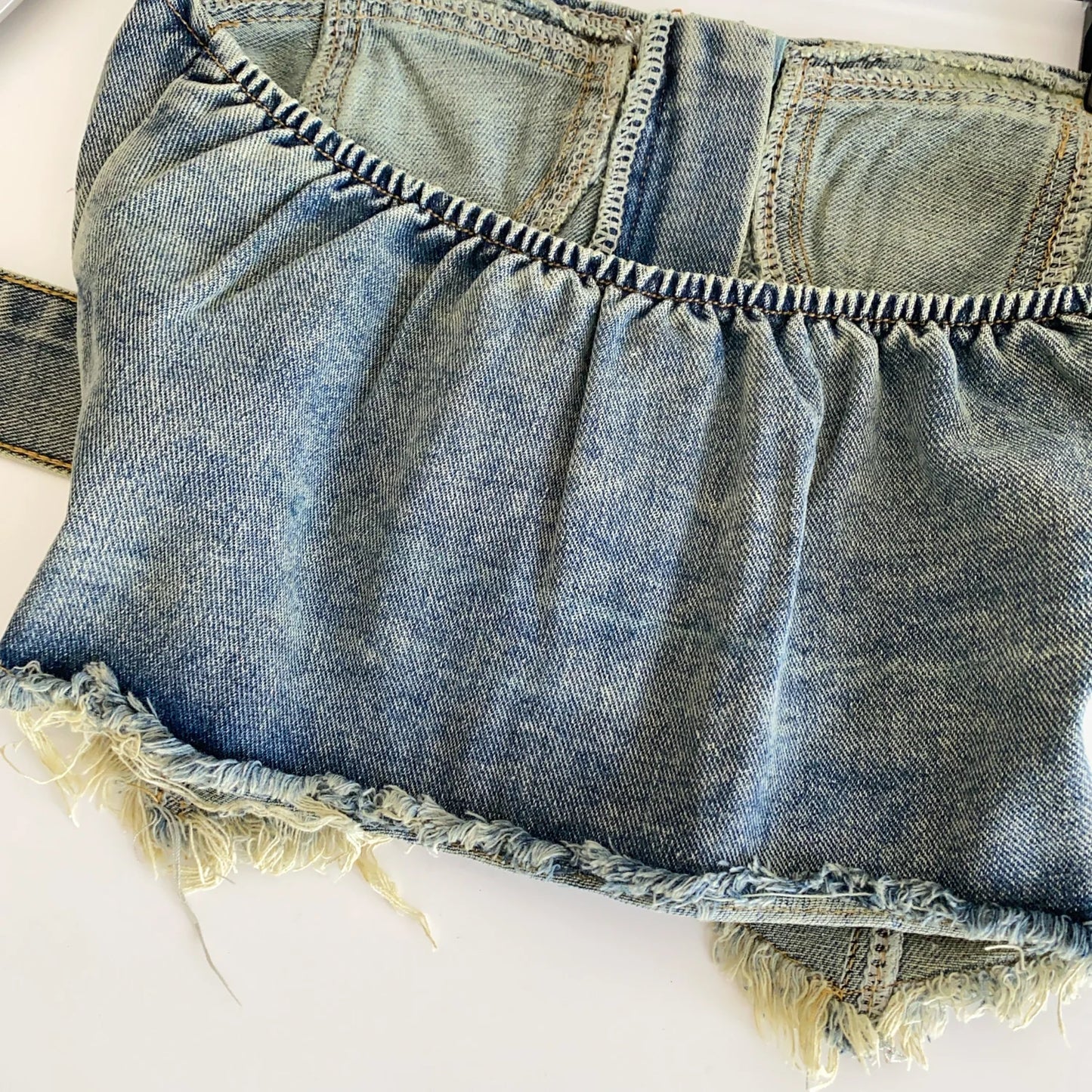 SINGREINY Vintage Denim Strapless Camis Backless Irregular Raw Hem Slim Distressed Crop Top Ladies Sashes Sexy Club Lingerie Top