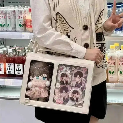 PU Leather Japanese Brown Ita Backpacks Transparent Jk Lolita Pain Bags Flap Pocket Student Shoulder Bags Preppy Style Bag Girls