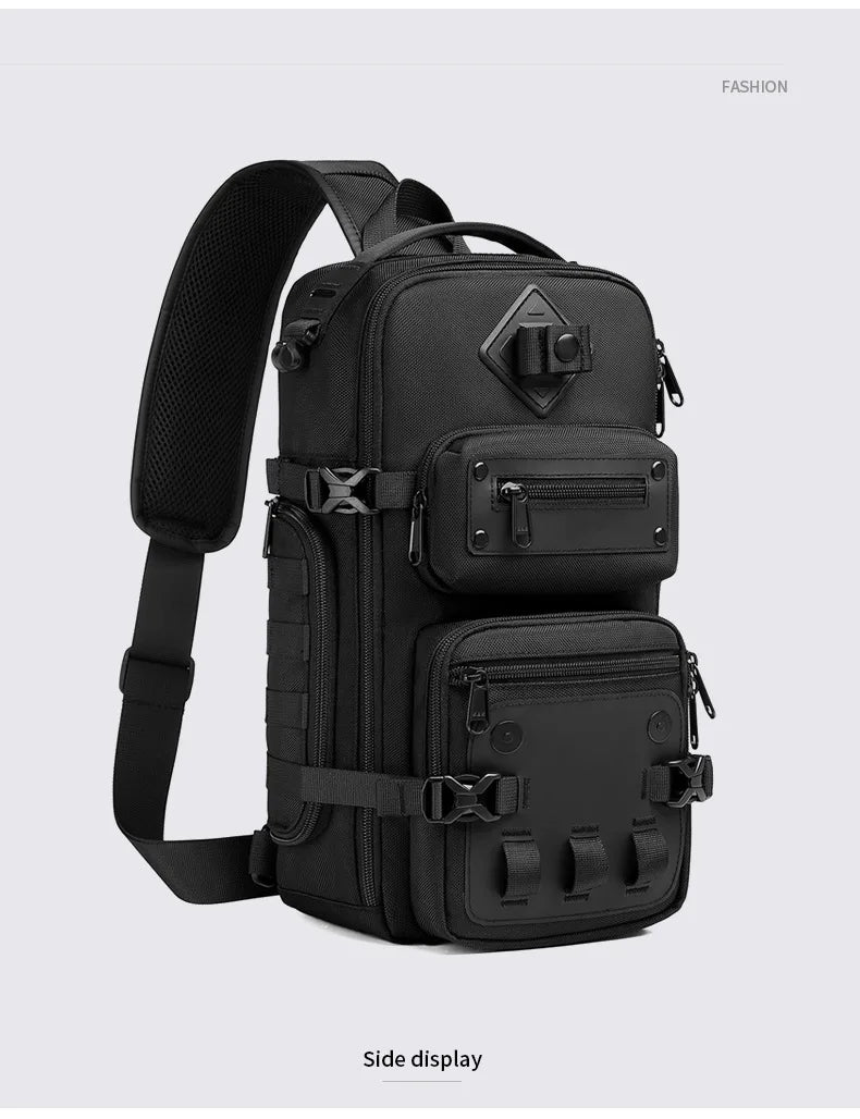 Ozuko Belly Bags Men's Chest Bag Outdoor Tactical One Shoulder Crossbody Bag High Capacity Waterproof Sports Bag For Man
