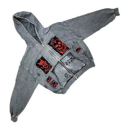 Men's Y2K Devil Print Oversized Hoodie