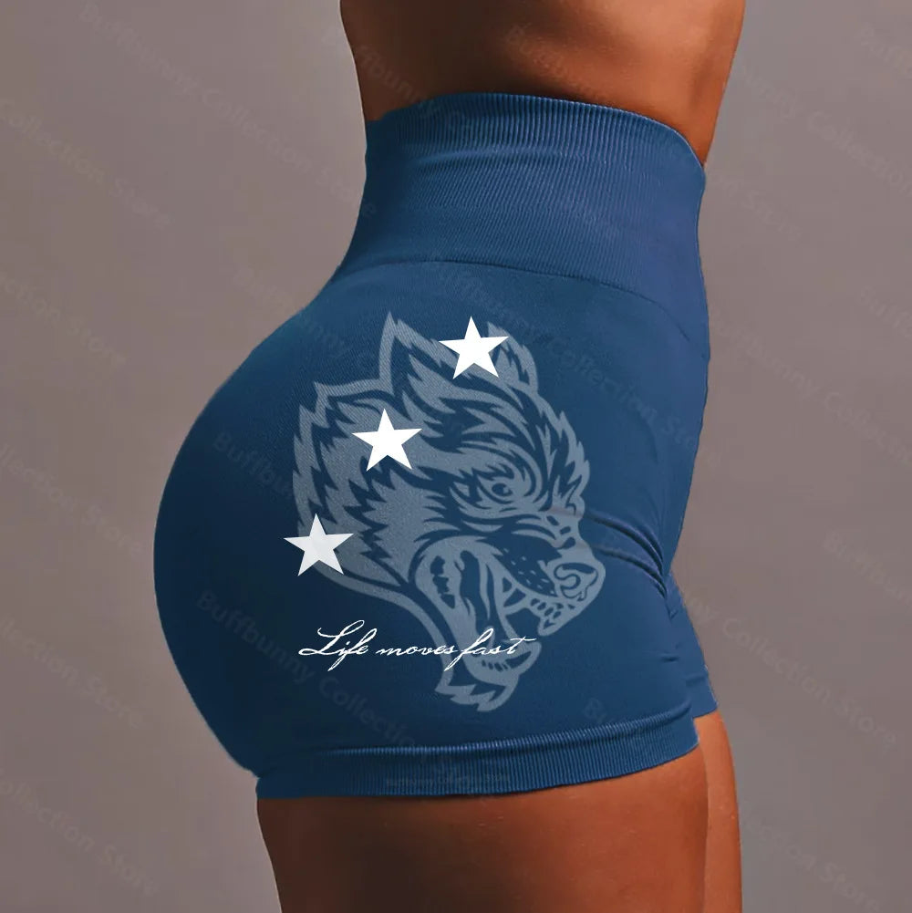 Apex Ritual – ウルフヘッド スポーツショーツ レディース – シームレスニット 太ももリフトアップ ヨガパンツ