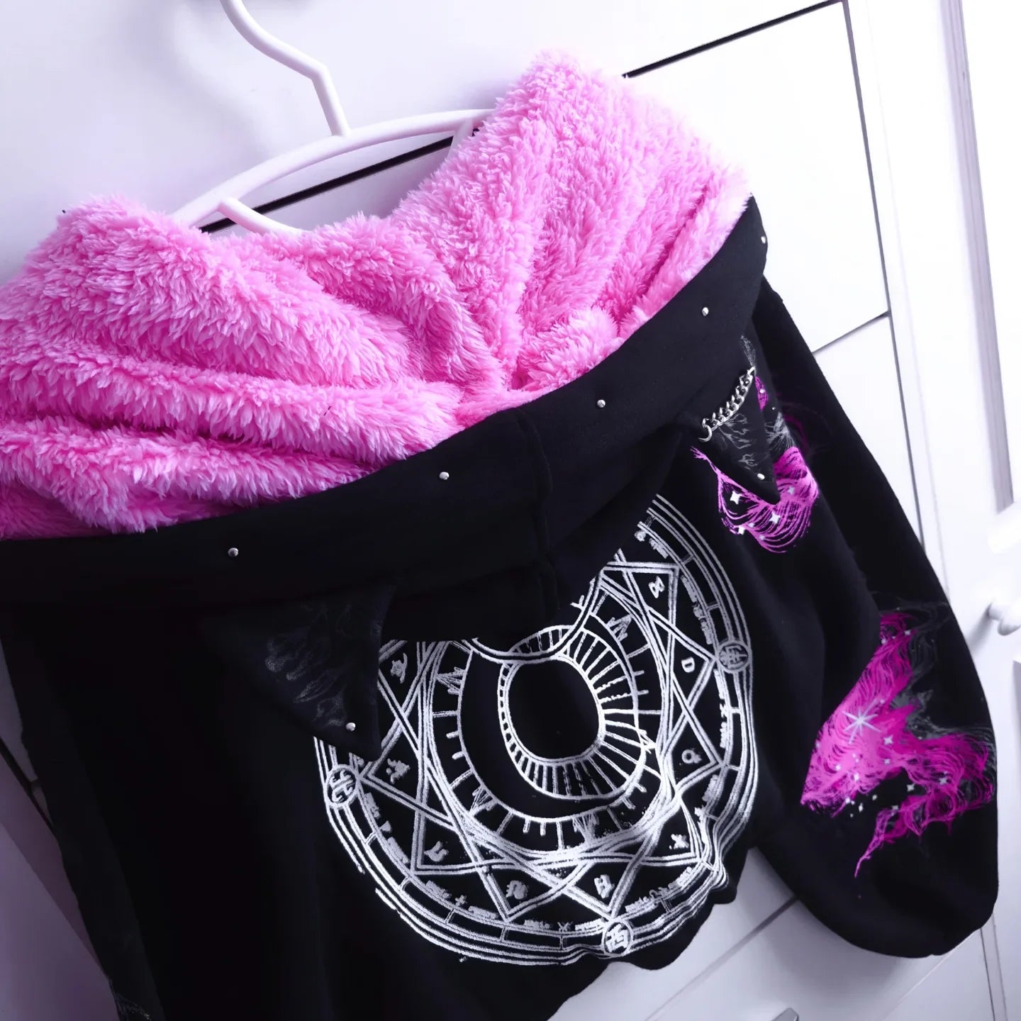 Goth Fashion Hoodie Women Y2K Oversized Graphic Print Dark Aesthetic Punk Harajuku Casual Sweatshirt Fashion Long Sleeved Jacket