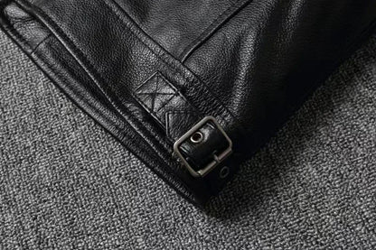 Vintage Black Brown Real Cowhide Genuine Leather Jacket Real Fur Men's Leather Jacket Bomber Men Leather Jacket Motorcycle Coat