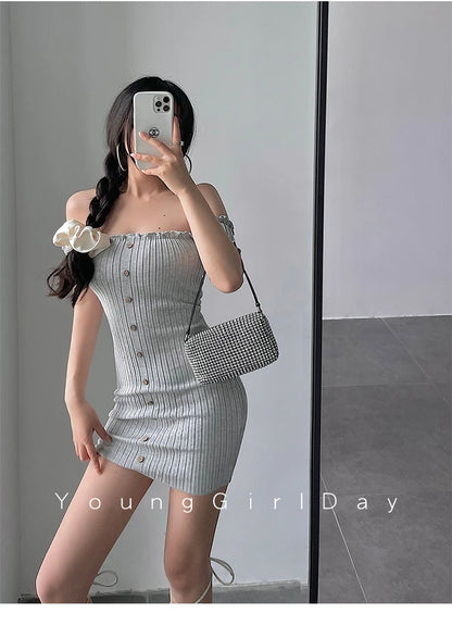 Women's One-Shoulder Knit Mini Dress