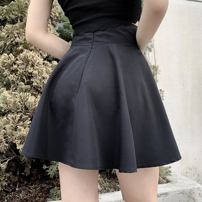 FICHOR Black Checkered Women's Gothic Skirt Women Pleated Spring Autumn Girl Hip Hop Female Punk Goth Mini Skirt Clubwear