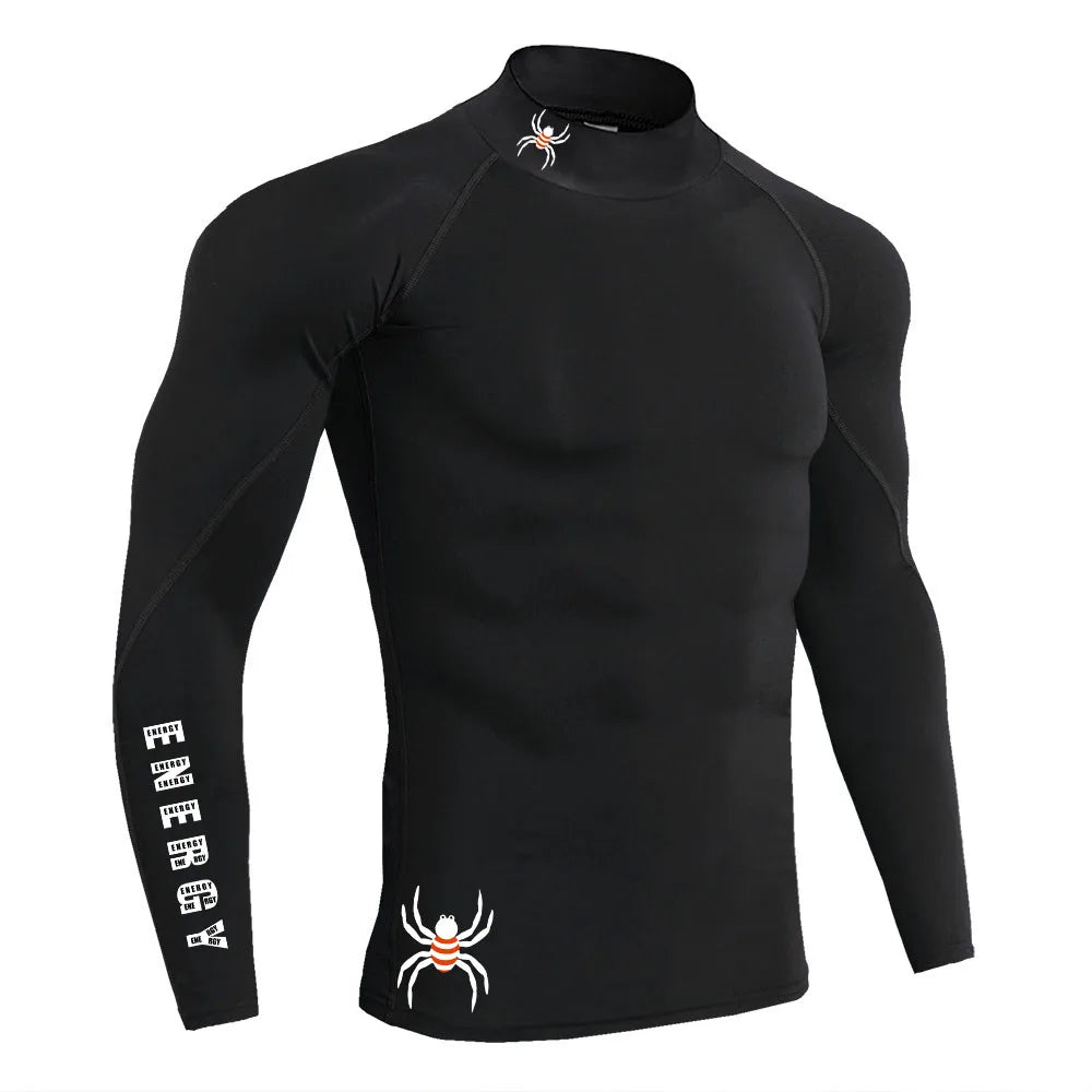 Apex Ritual – メンズ長袖コンプレッションランニングTシャツ – 速乾性ボディビルディングフィットネストップ