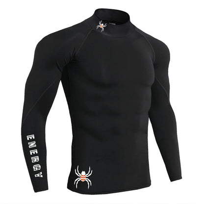 Apex Ritual – メンズ長袖コンプレッションランニングTシャツ – 速乾性ボディビルディングフィットネストップ