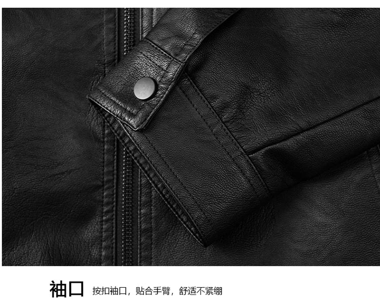 Plus Size 8XL 7XL New Leather Jacket for Men in Spring  Autumn Stand Up Collar Leather Jacket High-end Thin Casual Jacket