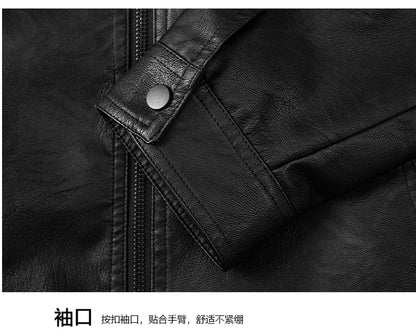 Plus Size 8XL 7XL New Leather Jacket for Men in Spring  Autumn Stand Up Collar Leather Jacket High-end Thin Casual Jacket