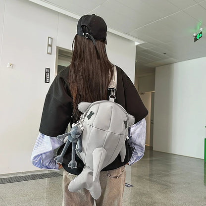 Whale Design Dual Shoulder Backpack Unisex Street Style Cycling Bag Fashionable Student Backpack for Men And Women