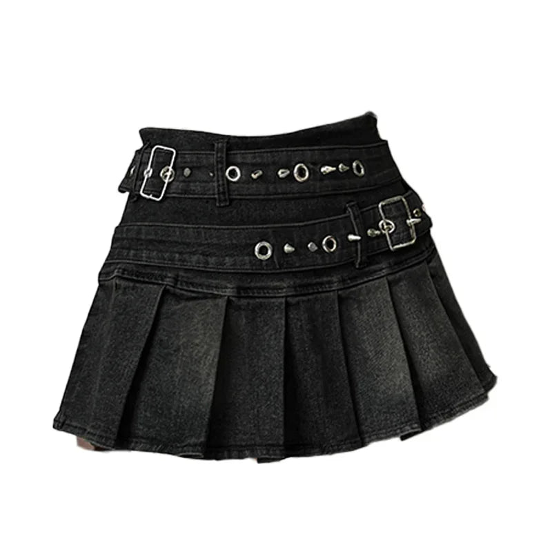 Women's Y2K Low-Rise Studded Denim Skirt