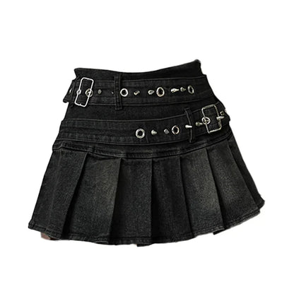 Women's Y2K Low-Rise Studded Denim Skirt