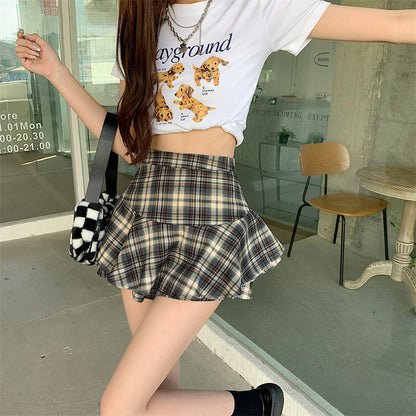 Women's Y2K Plaid Ruffle Skort