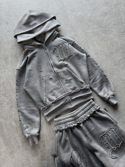 Y2K Harajuku Punk Gothic Loose Hooded Sweatshirt American Embroidered Patch Casual Double Hooded High Street Retro Sports Sui