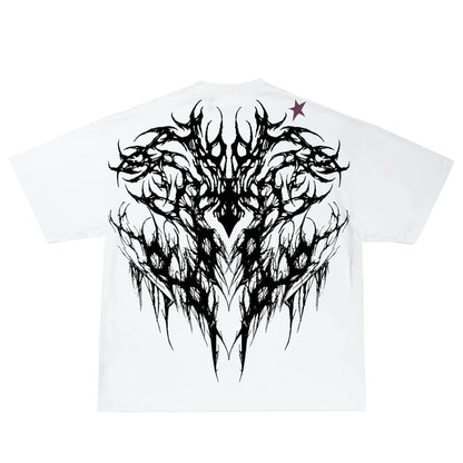 T shirt Men Dark Oversized Cotton Tee Skull Print Workout Gym Top Streetwear Fitness Clothing Alternative Fashion