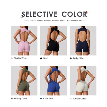 Apex Ritual – Sleeveless Yoga Bodysuit Women – High Stretch Push Up Fitness Jumpsuit