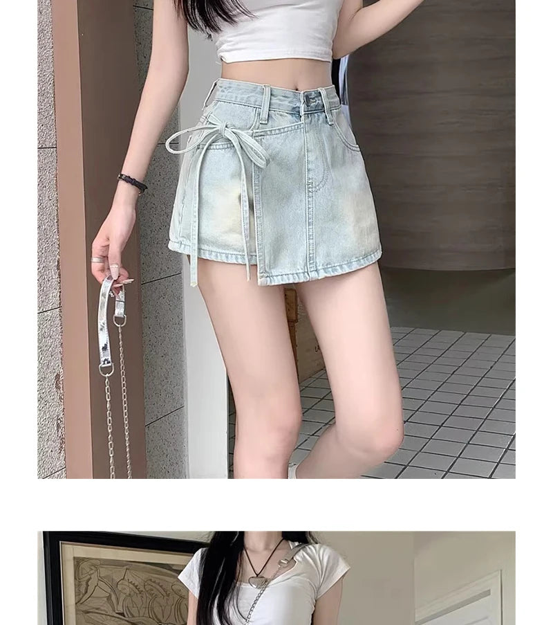 High Waist A-Line Denim Shorts Women's Summer New Style Half-length Skirt Sexy Girls Casual Comfortable Korean Version Short ...