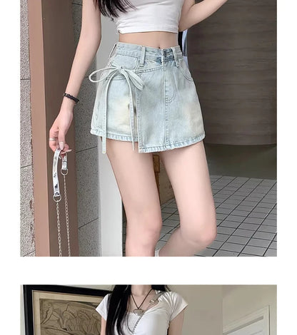 High Waist A-Line Denim Shorts Women's Summer New Style Half-length Skirt Sexy Girls Casual Comfortable Korean Version Short ...