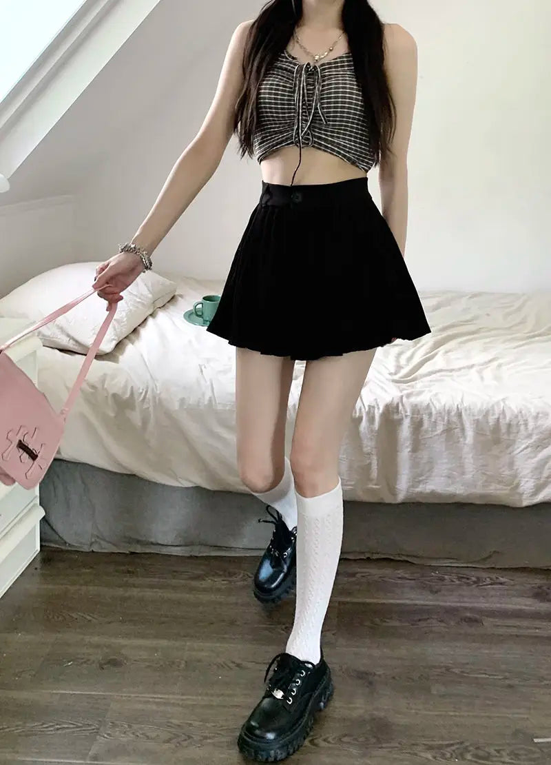 Solid Shorts Women Summer Folds All-match High Waist Stylish Popular Aesthetic Fashion Korean Style Шорты Женские Летние Chic