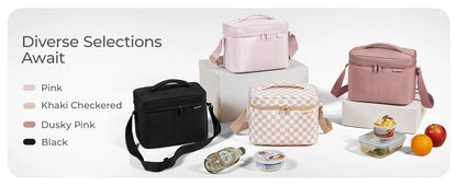 BAGSMART Lunch Box for Women Insulated Lunch Bag Cute Puffer Lunch Tote Bags Lightweight Quilted Reusable Cooler for Work School