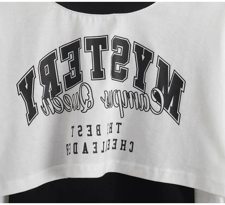 Women's Vintage Graphic Two-Piece Crop T-Shirt Set