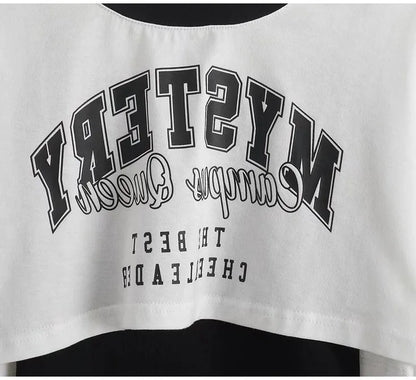 Women's Vintage Graphic Two-Piece Crop T-Shirt Set