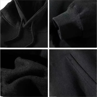 Women's Plus-size Hooded Sweatshirt Gothic Angel and Demon Pattern Autumn and Winter Fleece Streetwear Oversized Loose Casual