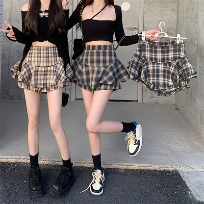 Women's Y2K Plaid Ruffle Skort