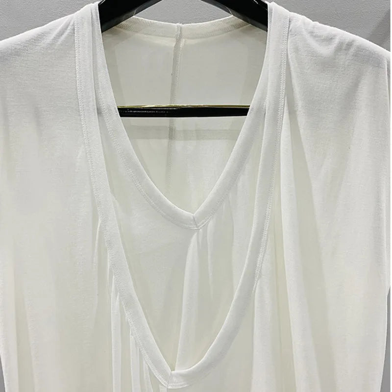 HKSH Summer Spring New Men's Tide Dark Sexy Double Layered V-neck Solid Sleeveless Tees Fashion Knit Tank Tops Chic Vest HK1399