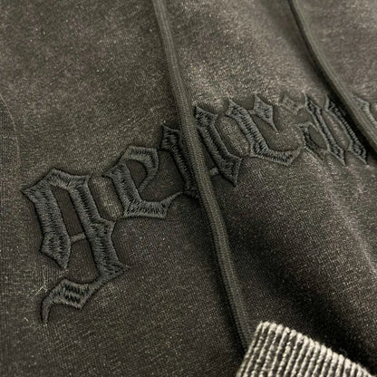 Stylish Oversized Patchwork Embroidered Sweatshirt Trendy Streetwear Black Splicing Loose Outerwear for Young Women