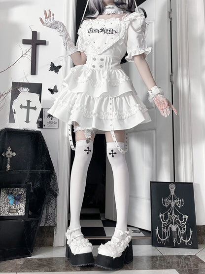 Women's Gothic Puff-Sleeve Sweetheart Dress