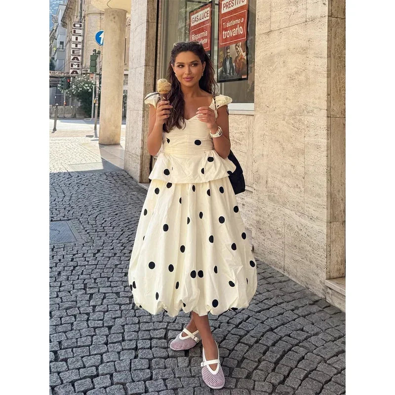 Vintage Polka Dot Backless Tank Tops Sexy Summer Street Chic Slim Deep V Neck Vest Casual Ruffles Sleeveless Tops Woman 2026