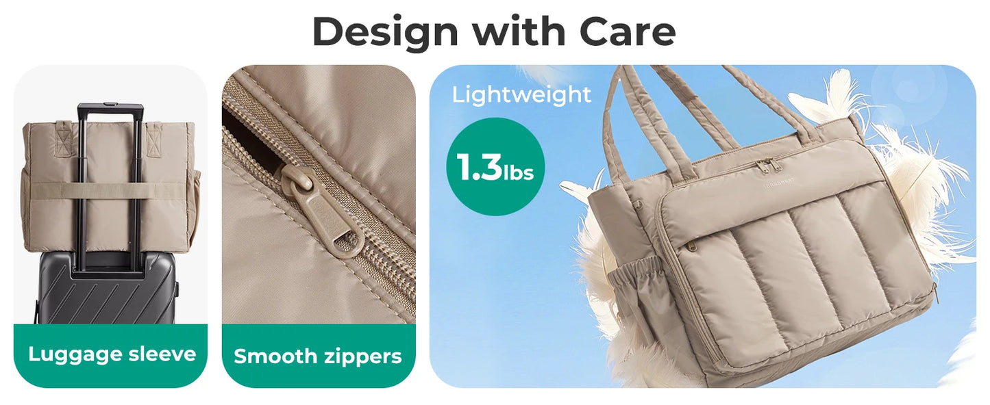 BAGSMART Tote Bag for Women Teacher Tote with Insulated Compartment Puffer Laptop Work Tote Handbags for Work Travel Gym