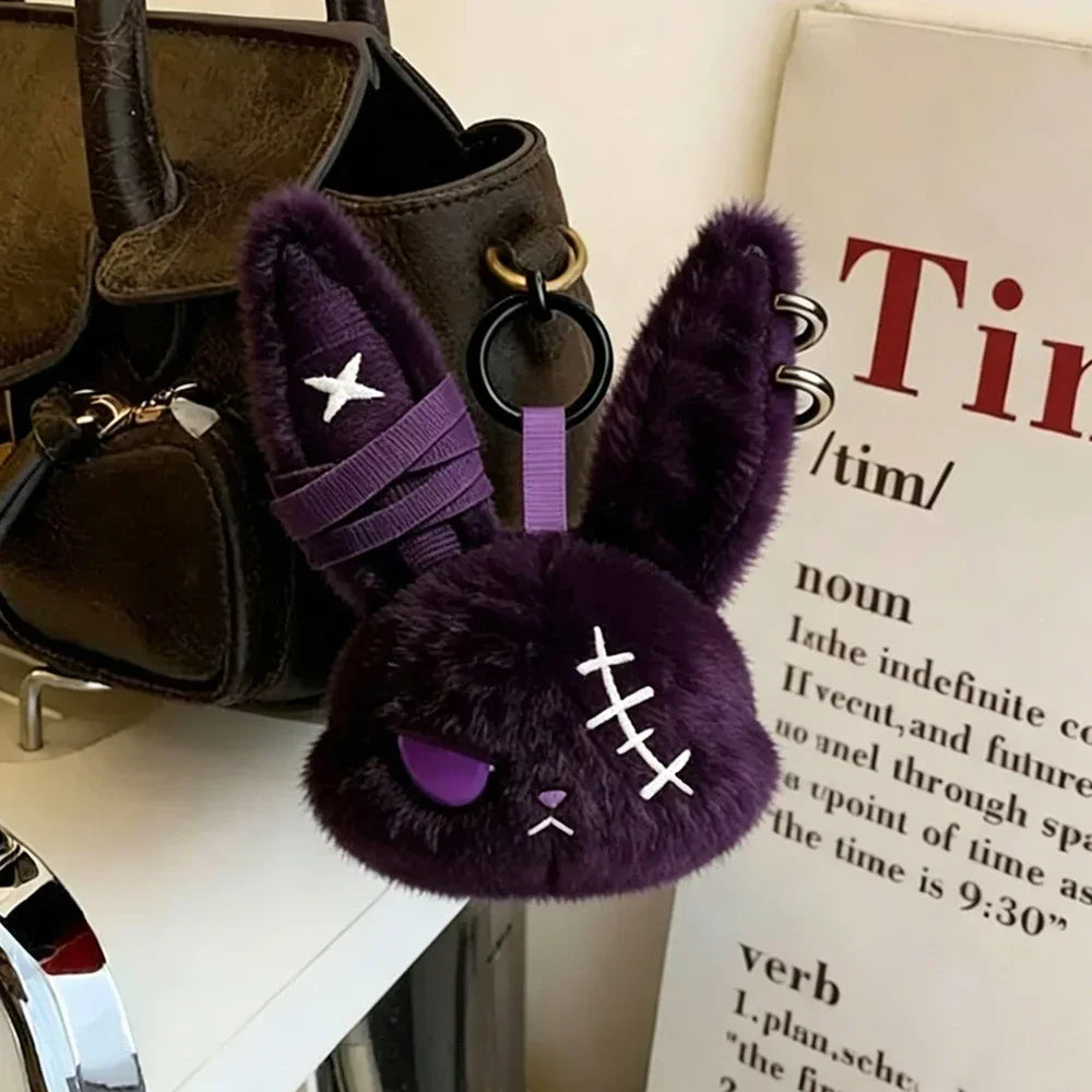 Apex Ritual – ホットゴシックバニーぬいぐるみキーチェーン – かわいいウサギバッグチャームキーリングペンダント