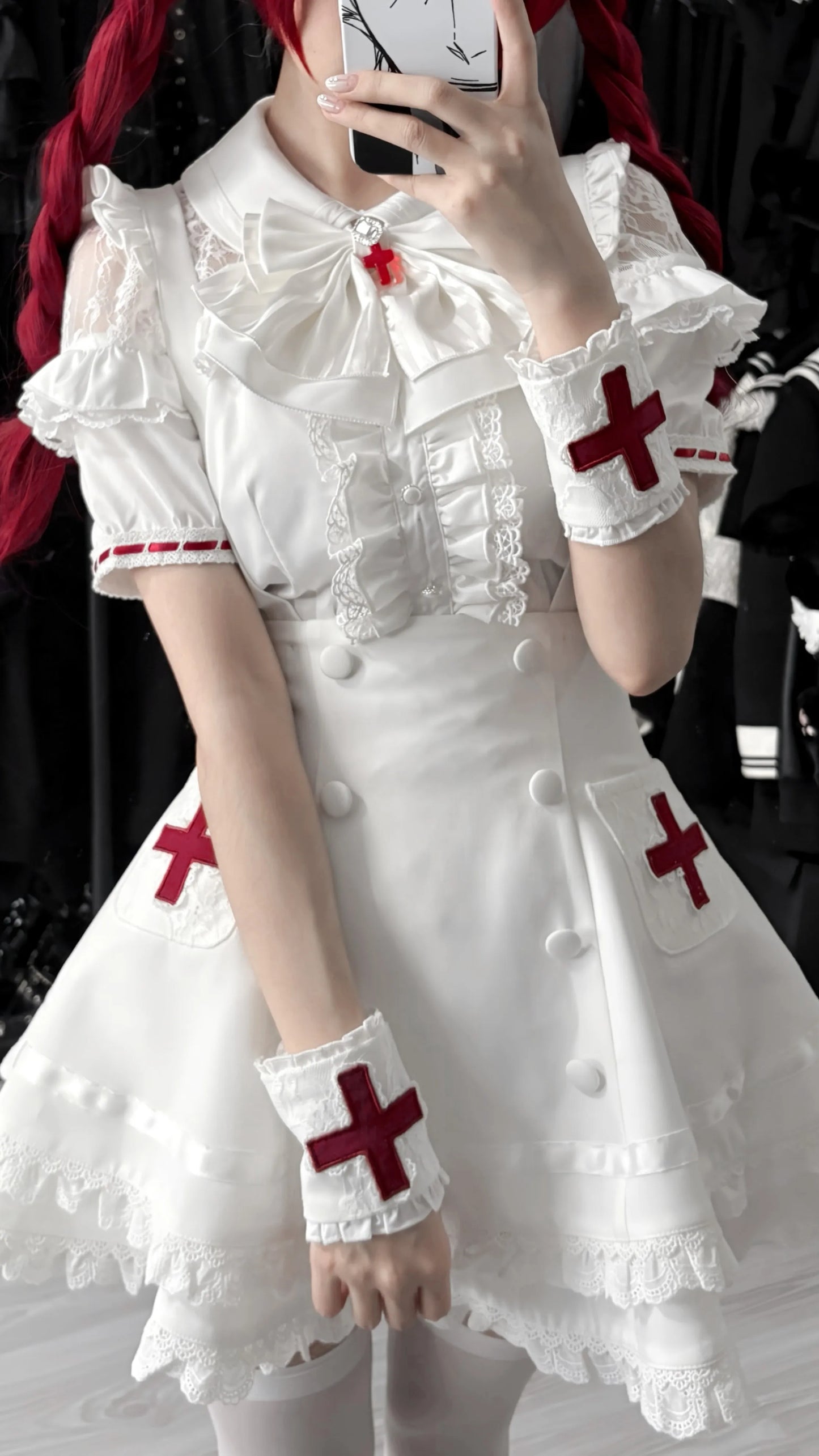 Women's White Gothic Lolita Two-Piece Set